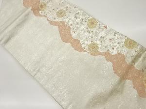 道長取に花唐草・華文模様織出し名古屋帯